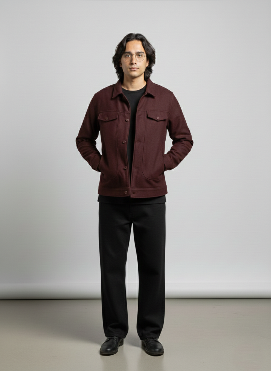 Minimalist woolen overshirt