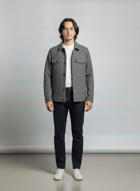 Minimalist woolen overshirt